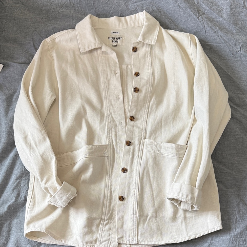 Velvet Heart Off-White Button-Up Jean Jacket